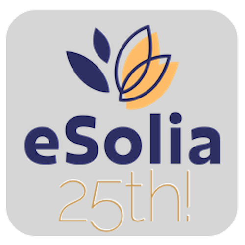 Graphic of the eSolia Anniversary Lozenge Logo